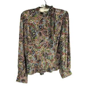 DOEN Annabella Top in Museo Paisley Print Silk Blouse Neck Tie